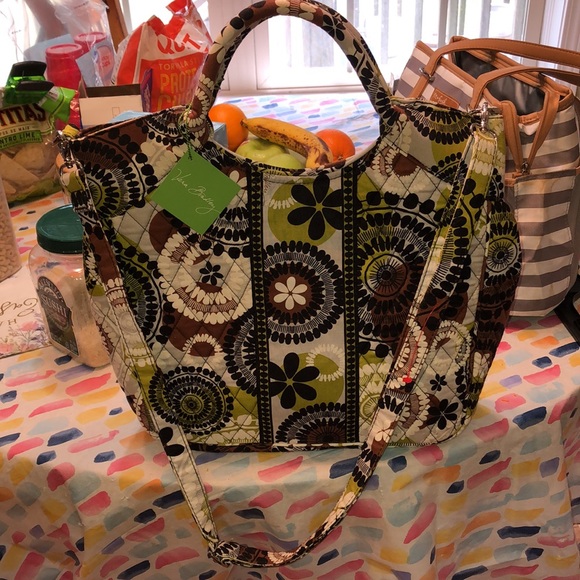 Vera Bradley NWT 2013 Cocoa Moss bag/purse/tote plus double side cap - Picture 3 of 16